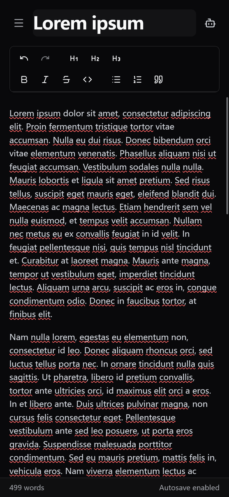 GHAI Novel Editor Interface - Mobile View